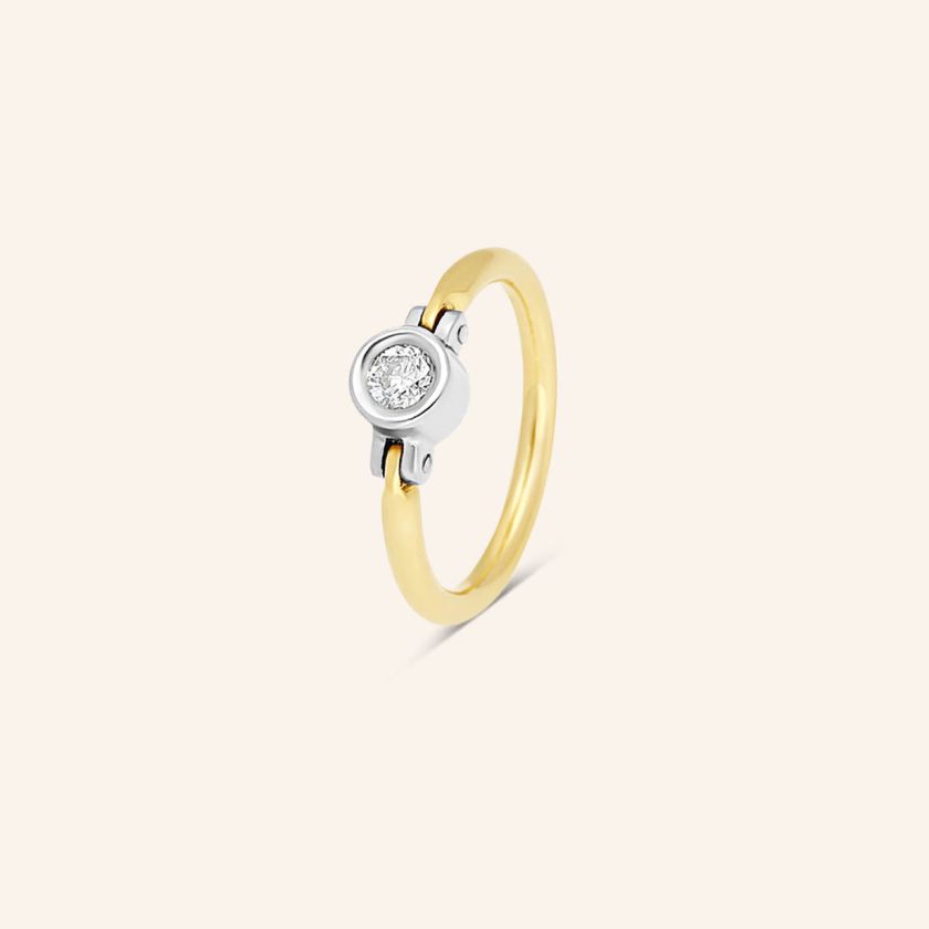 Bague Constellation or jaune et gris grand modèle