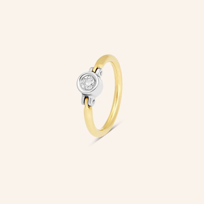 Bague Constellation or jaune et gris grand modèle