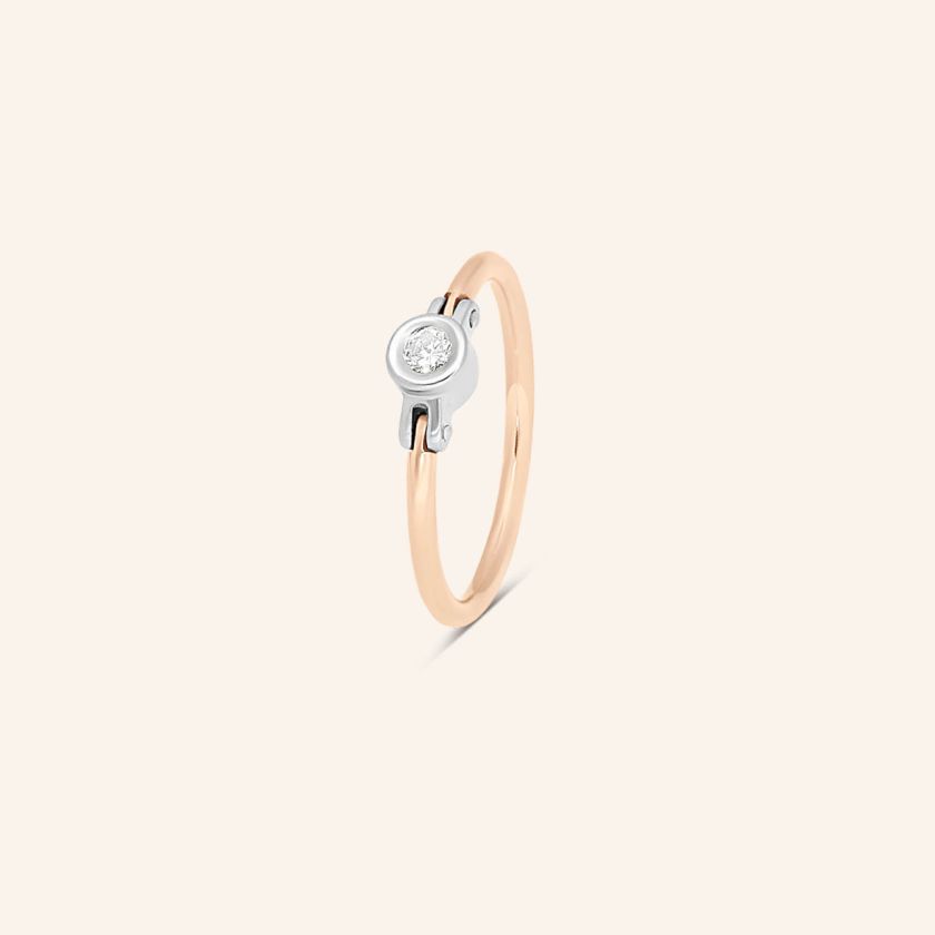 Bague Constellation or rouge petit modèle avec diamants sertis clos en joaillerie artisanale