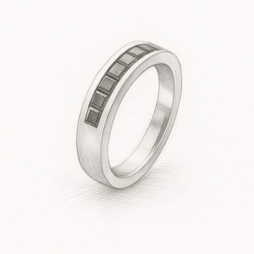 Alliance or gris et diamants princesse noir