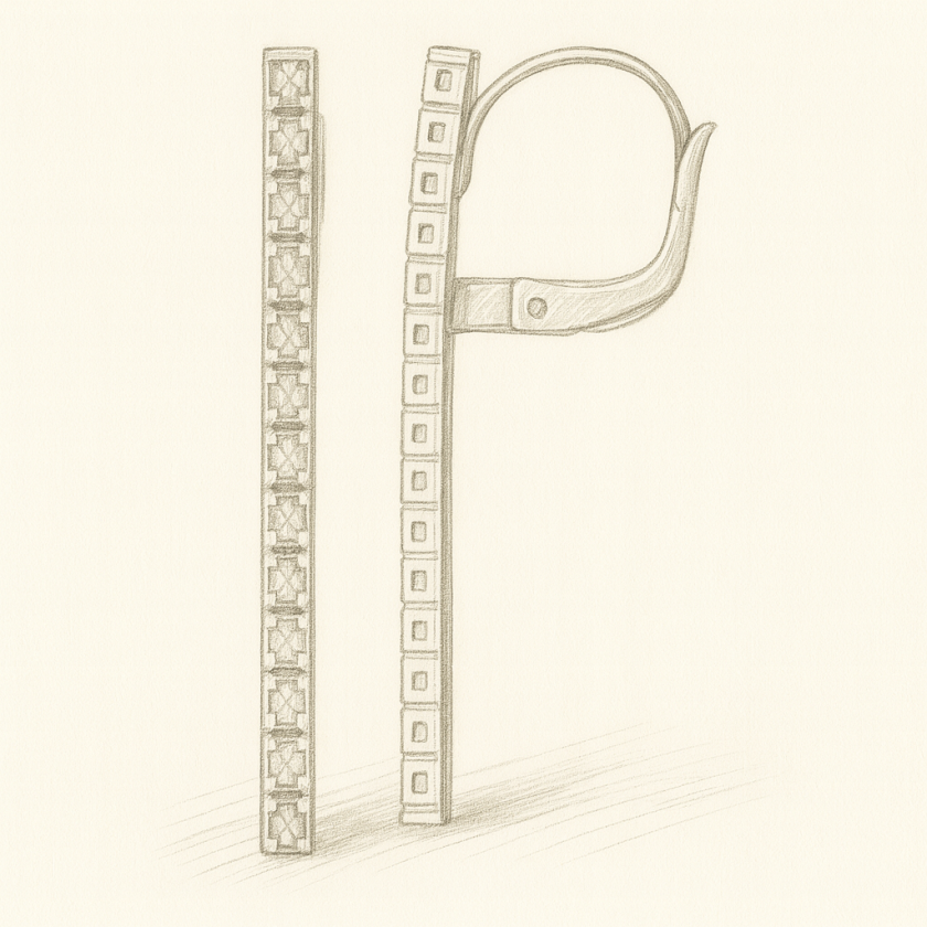 Croquis boucle riveier diamants or gris diamant — Bosc Joaillerie