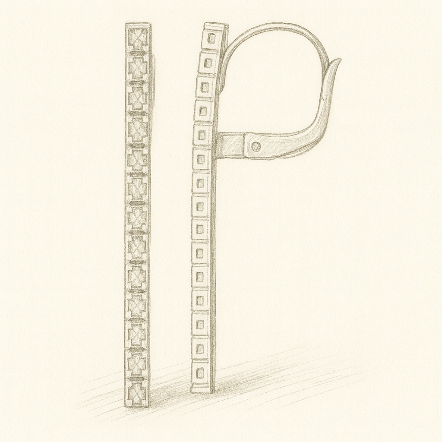 Croquis boucle riveier diamants or gris diamant — Bosc Joaillerie