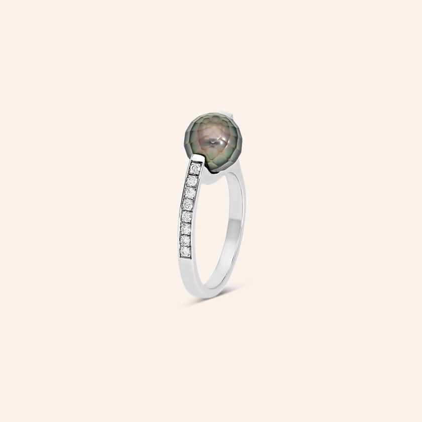 Bague or gris et perle de Tahiti