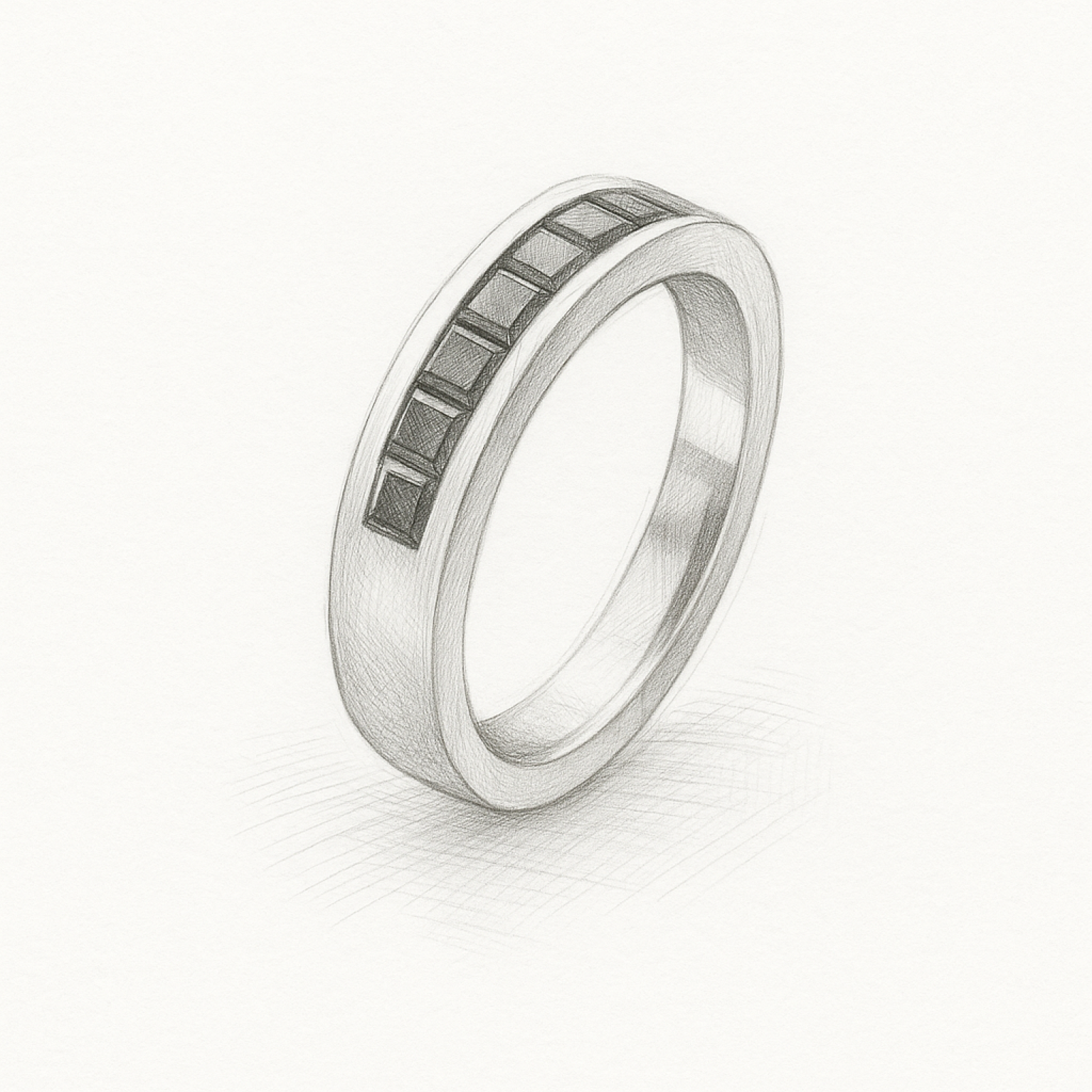 Alliance or gris et diamants princesse noir