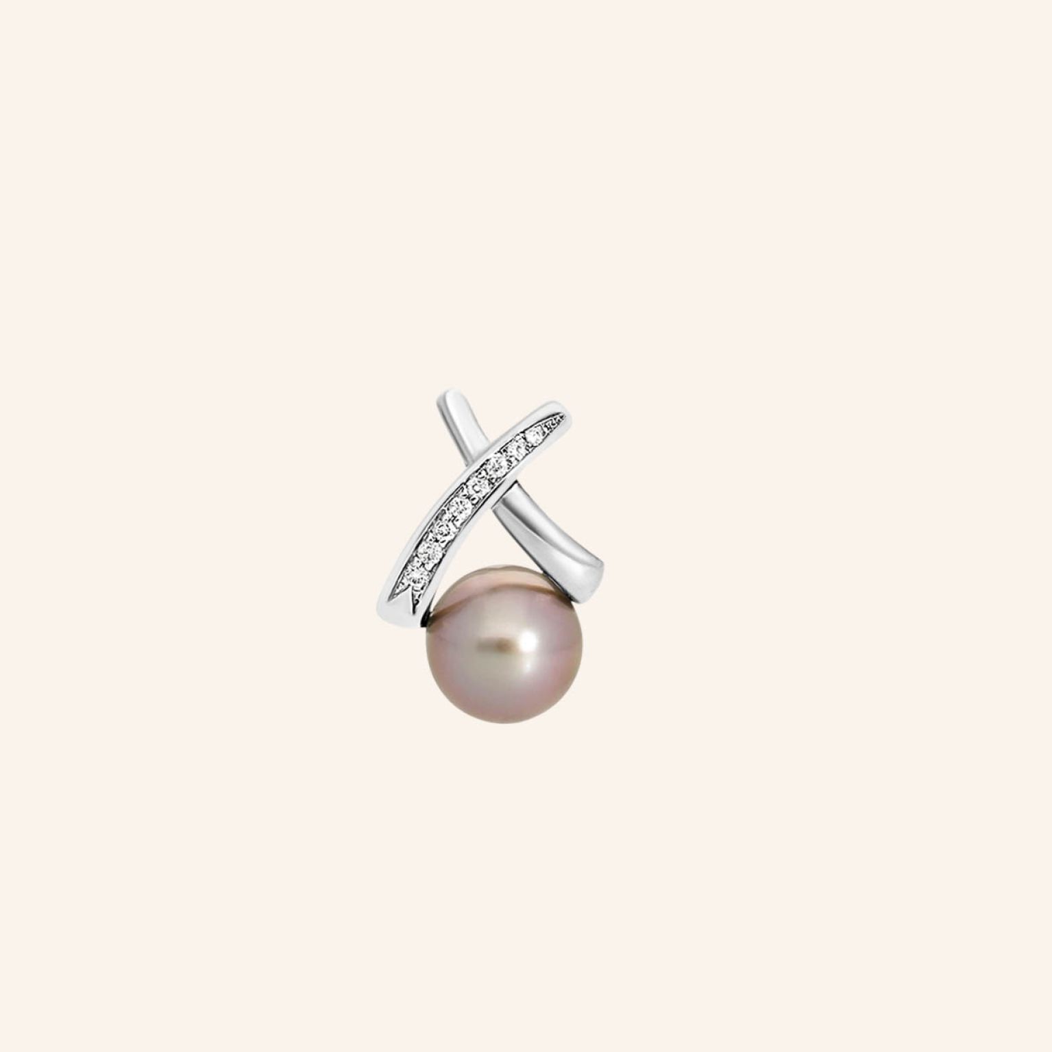 Pendentif or gris diamants et perle de tahiti naturelle en joaillerie d’exception — Bosc Joaillerie