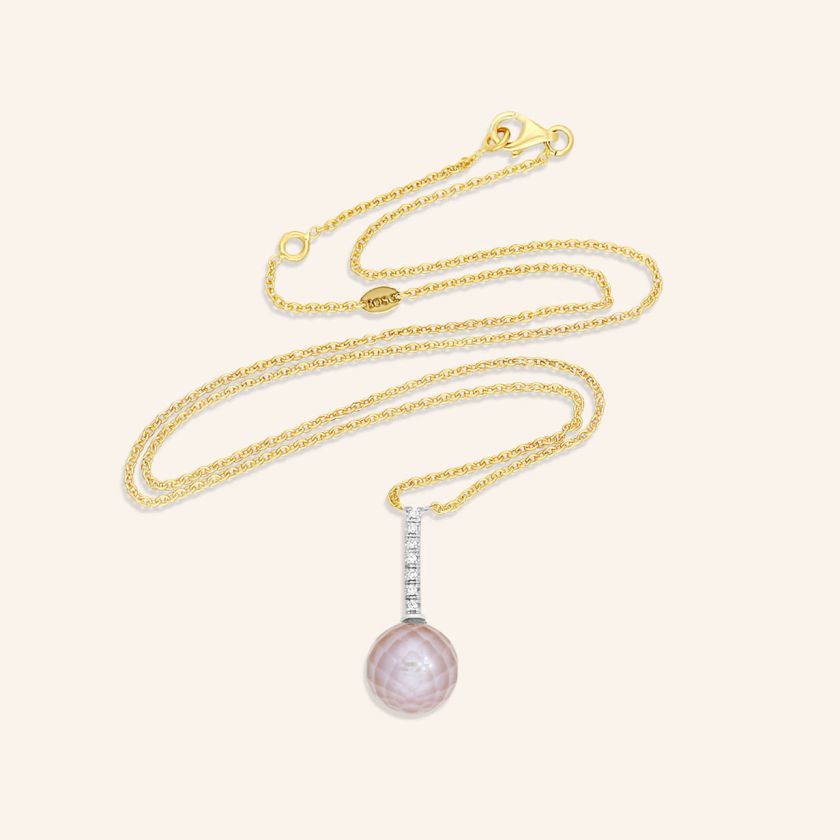 Collier or jaune perle violine