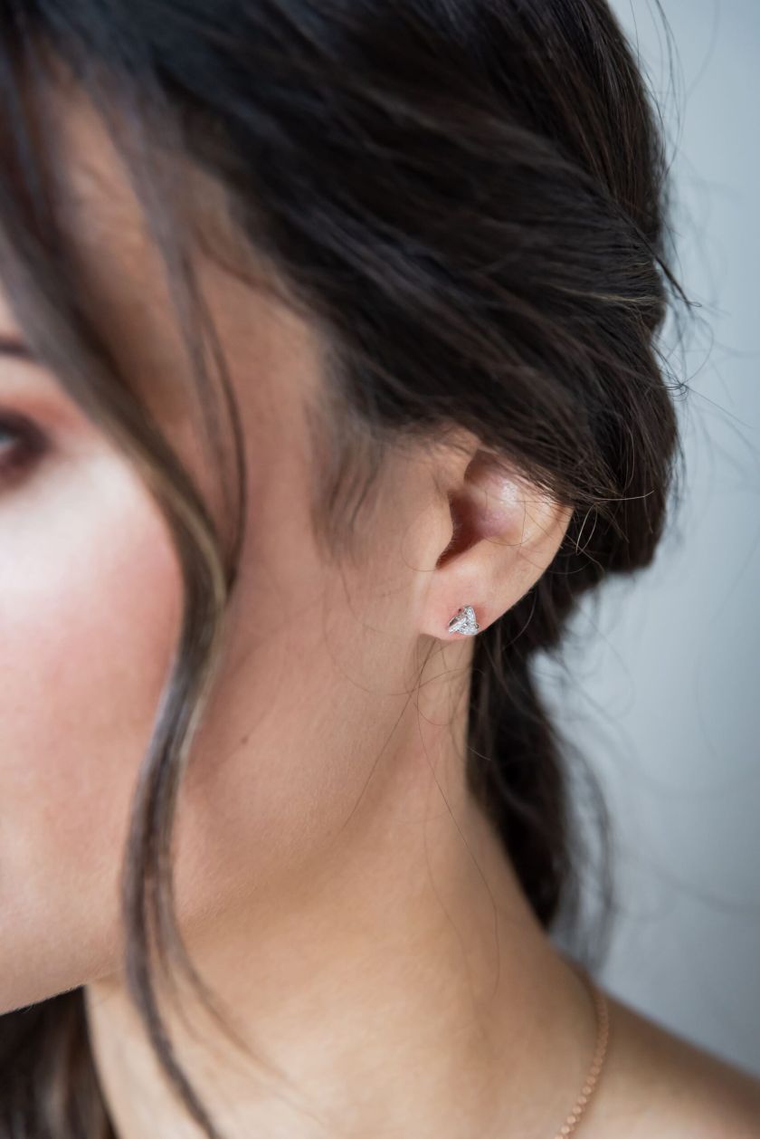 Boucles d'oreilles or gris et diamants