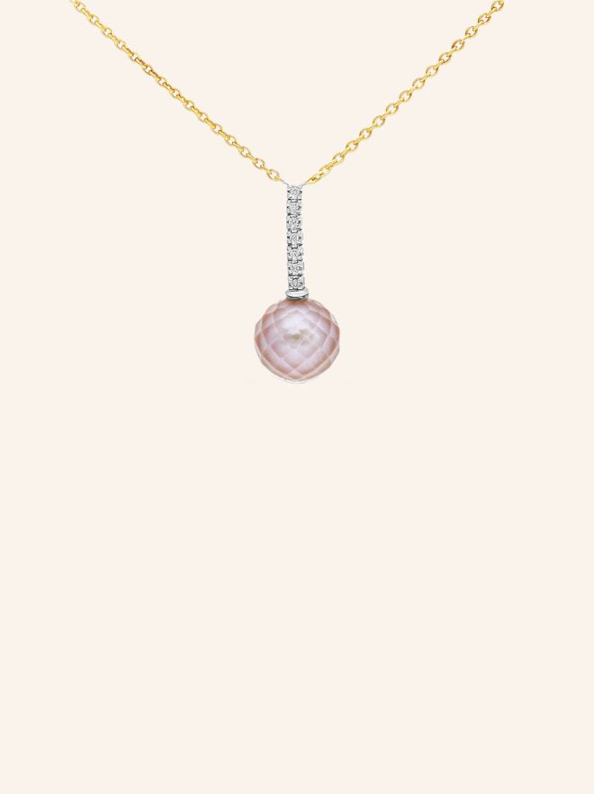 Collier or jaune perle violine