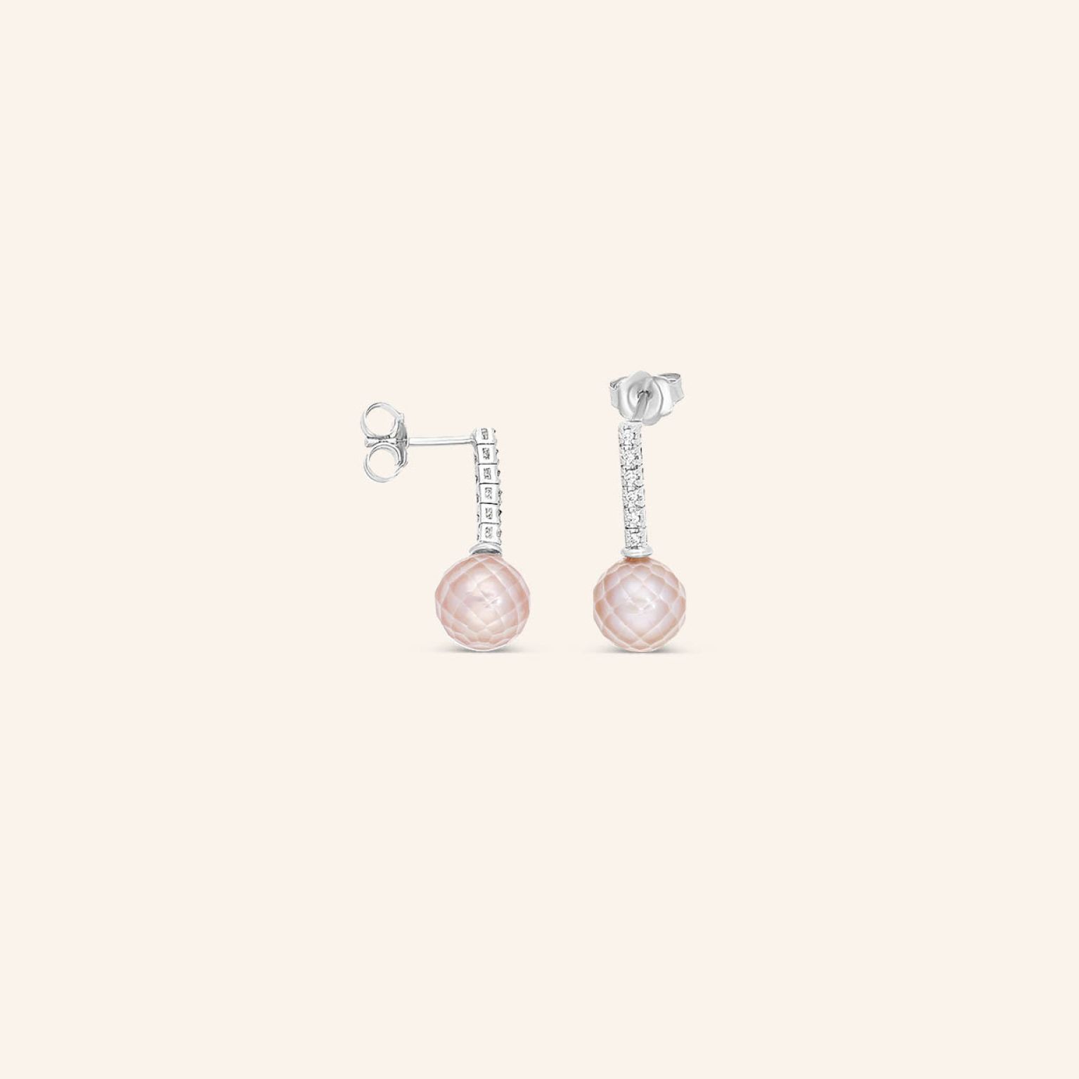 Boucles d'oreilles or gris perle violine