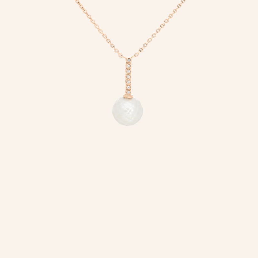 Collier or rouge perle blanche du japon