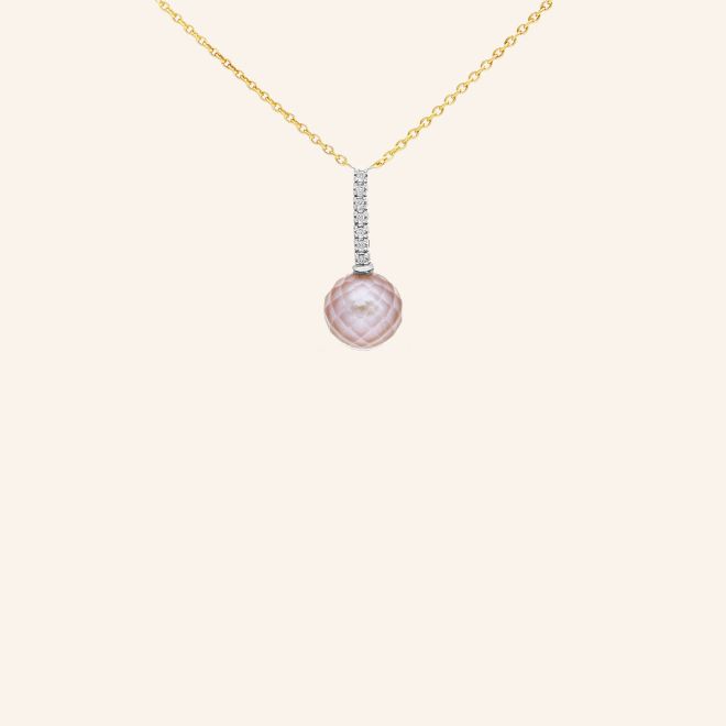 Collier or jaune perle violine