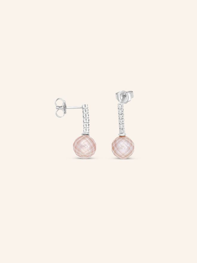 Boucles d'oreilles or gris perle violine