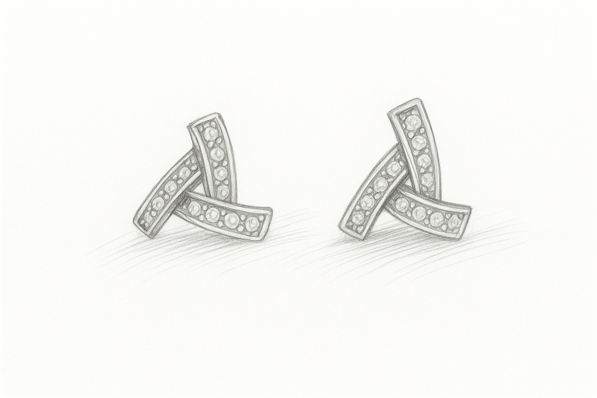 Boucles d'oreilles or gris et diamants