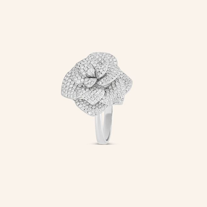 Bague or gris et Diamants (fleur)