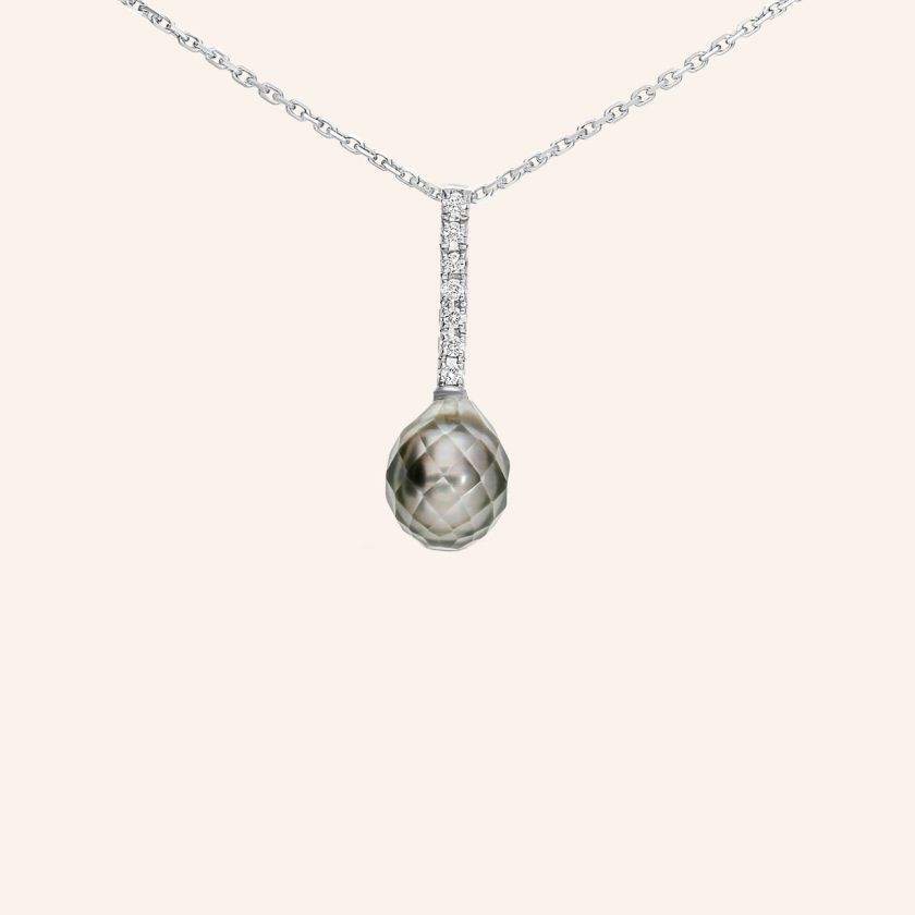 Collier or gris perle de Tahiti façetée