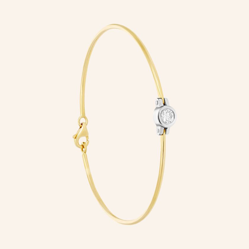 Bracelet or gris et jaune grand modèle