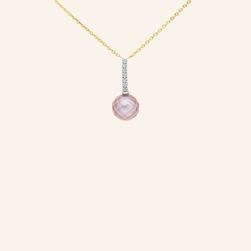 Collier or jaune perle violine