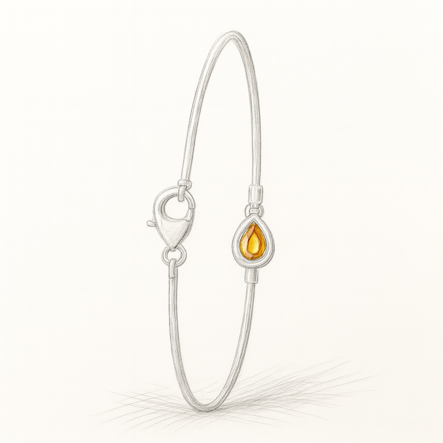 Bracelet or jaune et Saphir jaune orangé