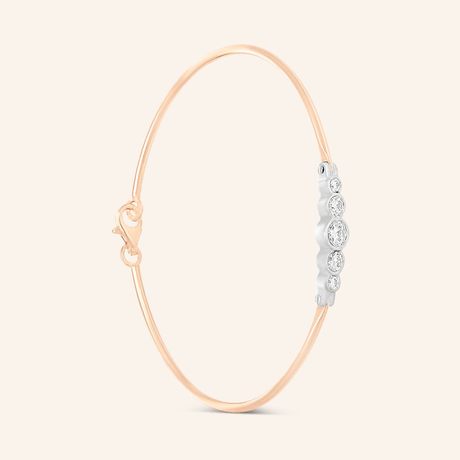 Bracelet or gris et rouge 5 Diamants