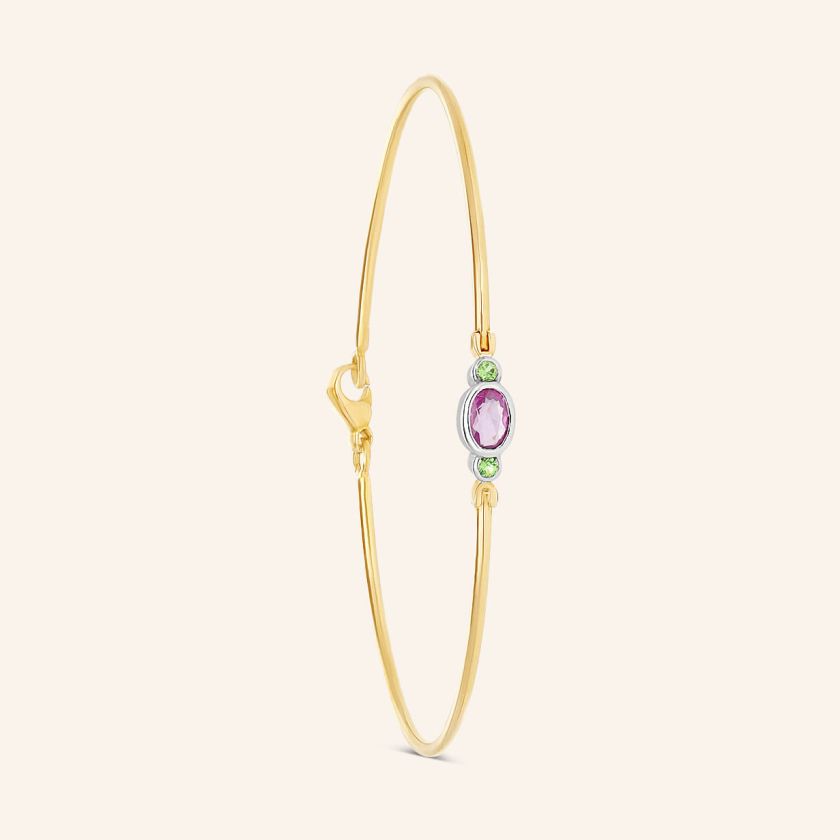 Bracelet or gris et rouge Saphir et Tsavorite