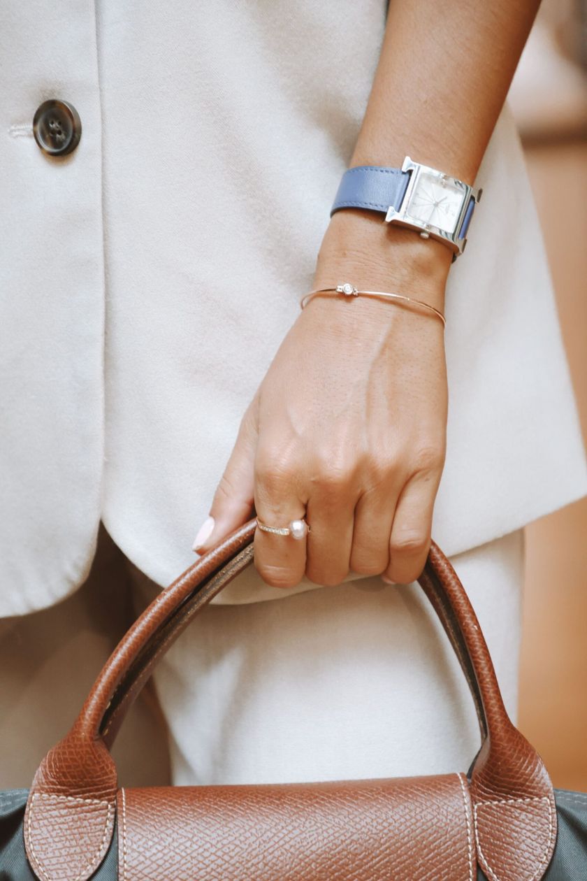 Bracelet or gris et rouge petit modèle