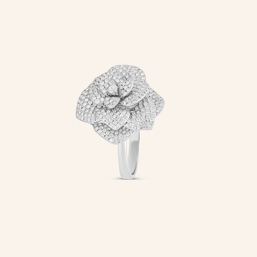 Bague or gris et Diamants (fleur)