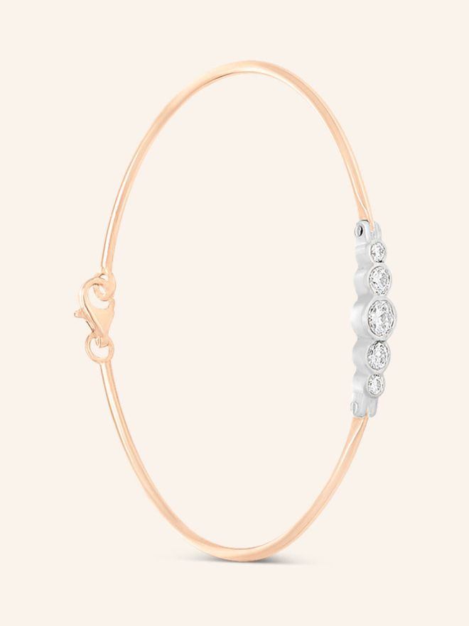 Bracelet or gris et rouge 5 Diamants