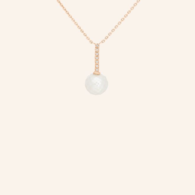 Collier or rouge perle blanche du japon