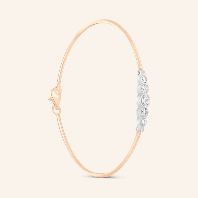 Bracelet or gris et rouge 5 Diamants