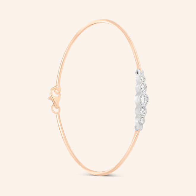 Bracelet or gris et rouge 5 Diamants