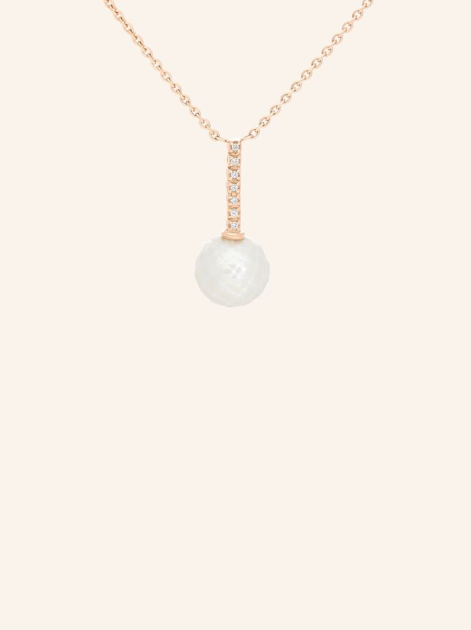 Collier or rouge perle blanche du japon