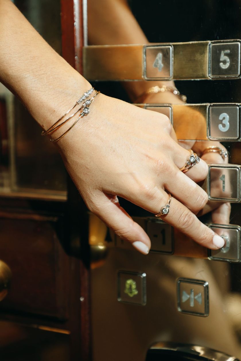 Bracelet or gris et jaune grand modèle