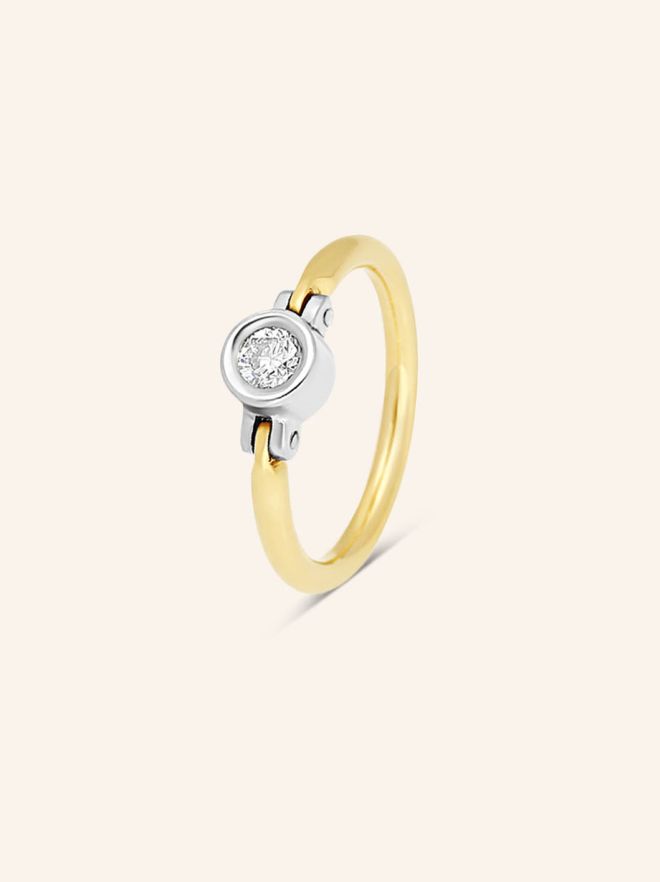Bague Constellation or jaune et gris grand modèle