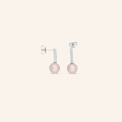 Boucles d'oreilles or gris perle violine