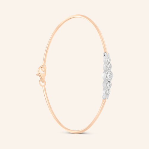 Bracelet or gris et rouge 5 Diamants