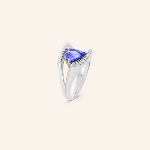 Bague or gris Diamants et Tanzanite