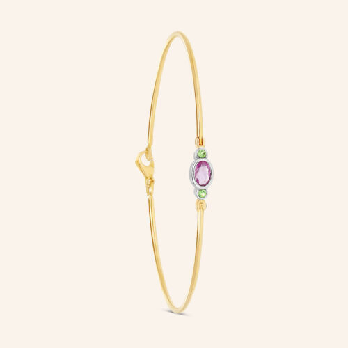 Bracelet or gris et rouge Saphir et Tsavorite