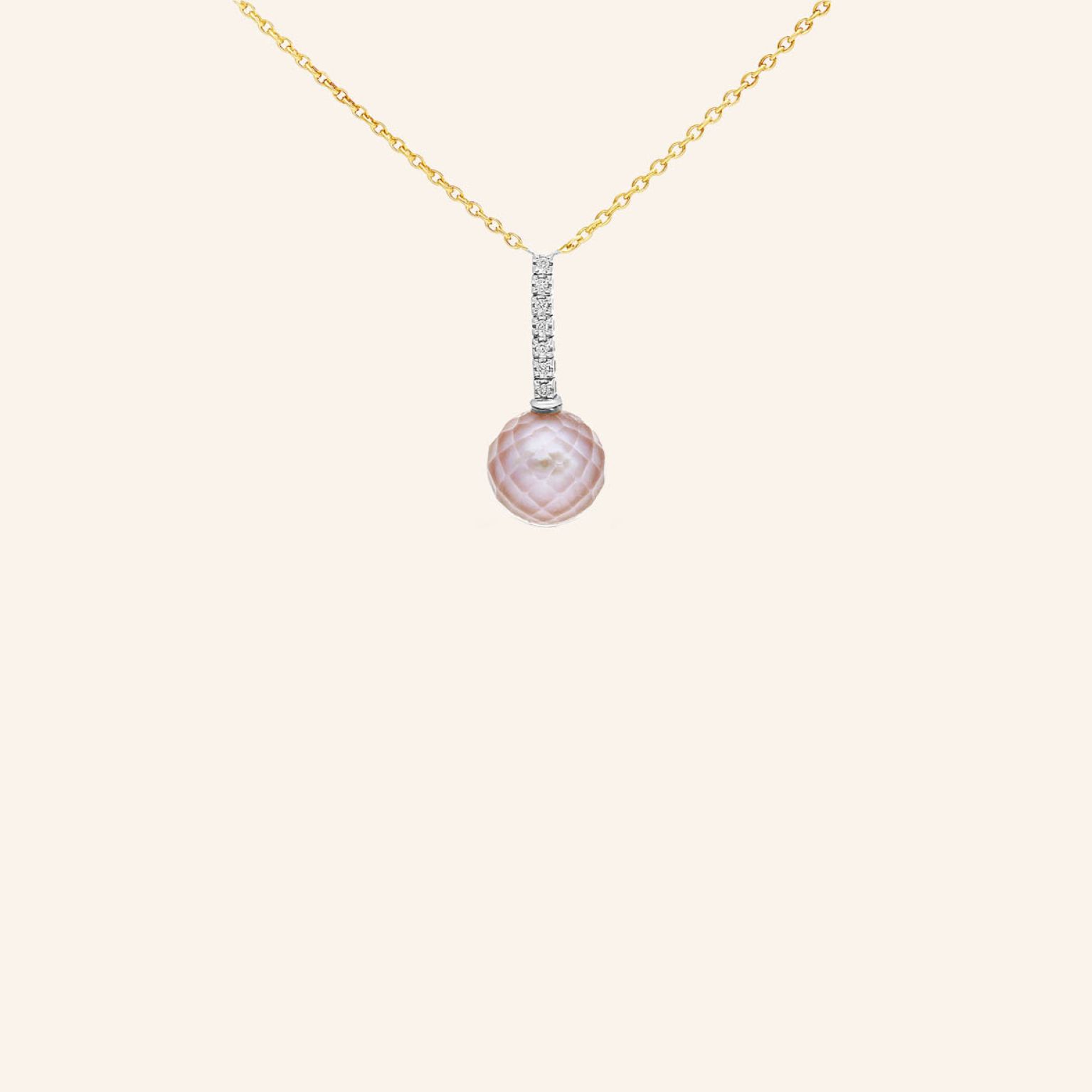 Collier or jaune perle violine