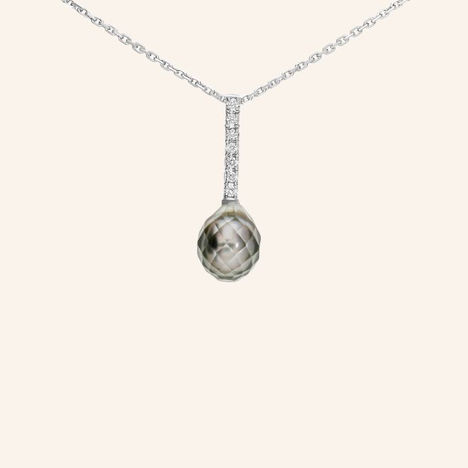 Collier or gris perle de Tahiti façetée
