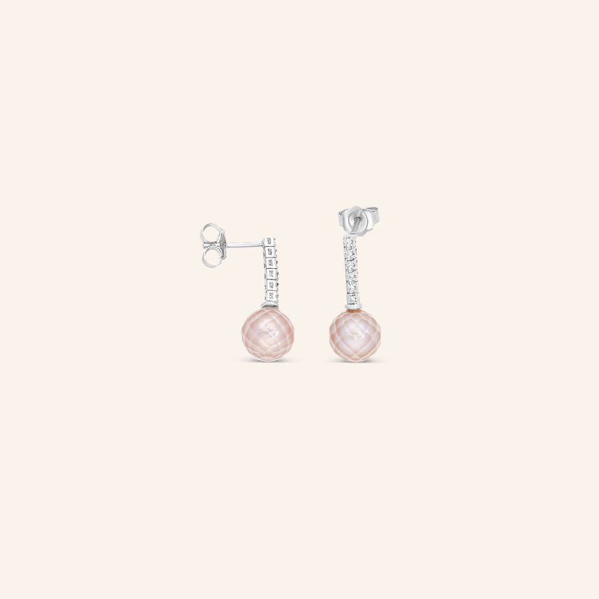 Boucles d'oreilles or gris perle violine