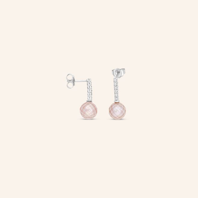 Boucles d'oreilles or gris perle violine