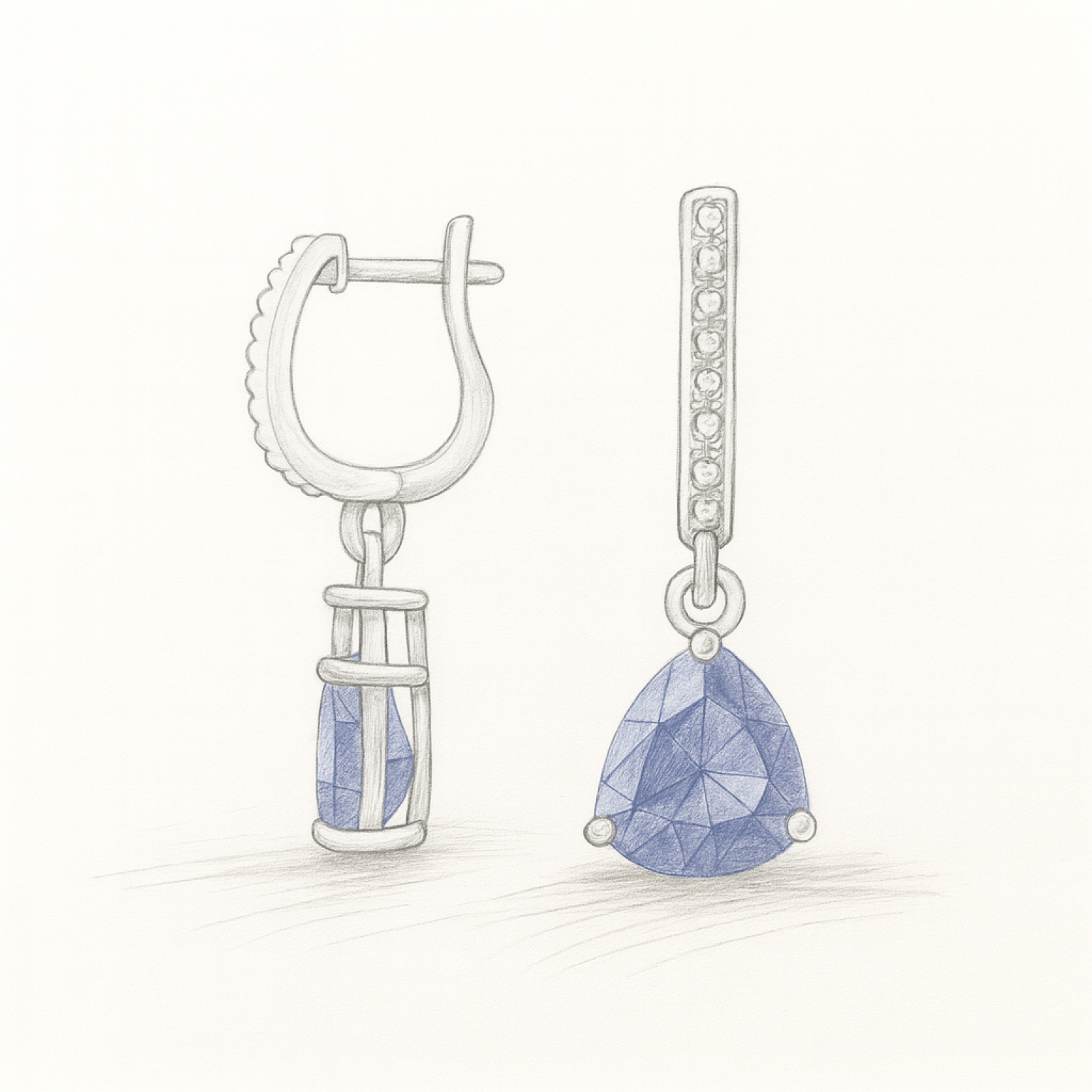 Boucles d'oreilles or gris Diamants et Tanzanite